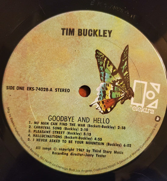 Image of Label Cover of LP - VG/VG - TIM BUCKLEY, Goodbye And Hello (Elektra; EKS-74028, US 1975 Reissue, Inside Loading Gatefold Sleeve,  Pitman Pressing, "CP" etched in side B runout), Light marks, edge & ring wear,  - 3646003S