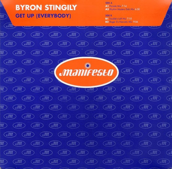 Image of Front Cover of 12" - VG/VG - BYRON STINGILY, Get Up (Everybody) (Manifesto; FESX 19, UK & Europe 1997, Titled Company Sleeve), ,  - 3616016C