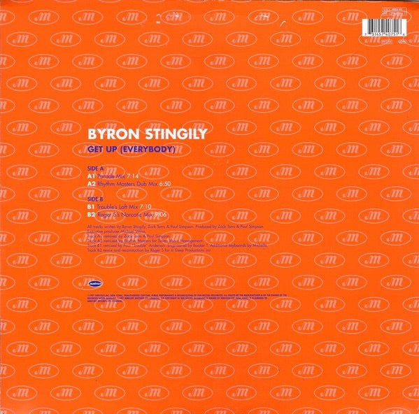 Image of Back Cover of 12" - VG/VG - BYRON STINGILY, Get Up (Everybody) (Manifesto; FESX 19, UK & Europe 1997, Titled Company Sleeve), ,  - 3616016C