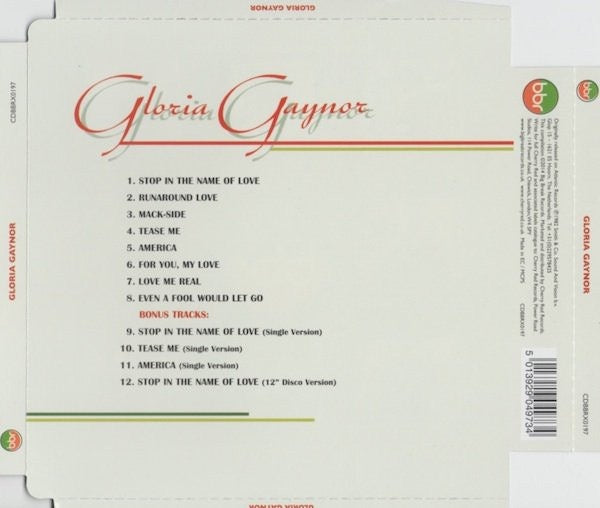 Image of Back Cover of CD - VG+/VG+ - GLORIA GAYNOR, Gloria Gaynor (Big Break Records; CDBBRX0197, UK 2014 Reissue, Super Jewel case), ,  - 3616008C