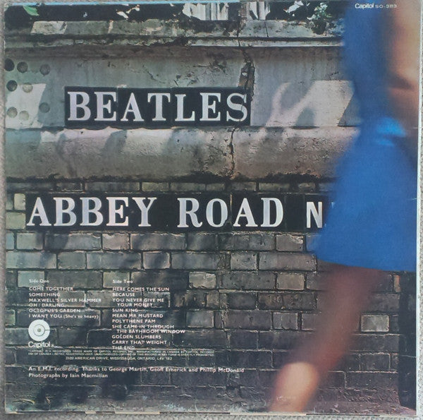 Image of Back Cover of LP - VG/VG - THE BEATLES, Abbey Road (Capitol Purple; SO-383, Canada 1980 Reissue), ,  - 3626024E