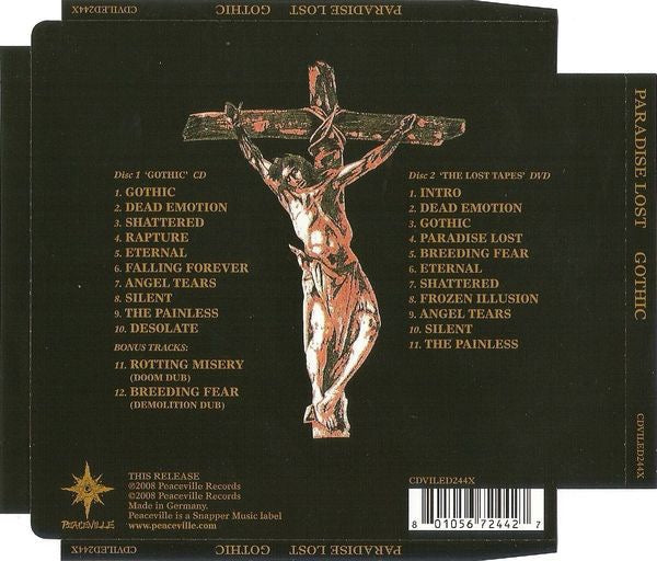 Image of Back Cover of 2xCD - VG+/VG+ - PARADISE LOST, Gothic (Peaceville; CDVILED244X, Germany , Super Jewel case), ,  - 3616011C