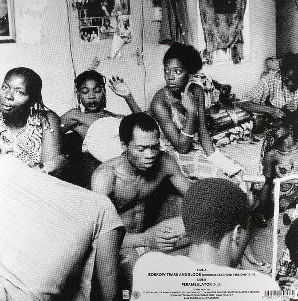 Image of Back Cover of LP - VG+/VG - FELA KUTI & AFRIKA 70, Sorrow Tears and Blood (Knitting Factory; KFR1030-1, UK 2013, Picture Sleeve, RSD 2013), Strong VG, only a handful of light hairlines,  - 3526318E