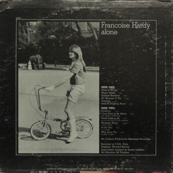 Image of Back Cover of LP - VG/VG+ - FRANCOISE HARDY, Alone (Reprise Records; RS 6397, US 1970, Promo), ,  - 3626027E