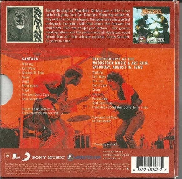 Image of Back Cover of 2xCD - VG+/VG - SANTANA, The Woodstock Experience (Columbia; 88697 48242 2, Europe 2009, Slipcase, 2 Inners, Poster), ,  - 3616041C