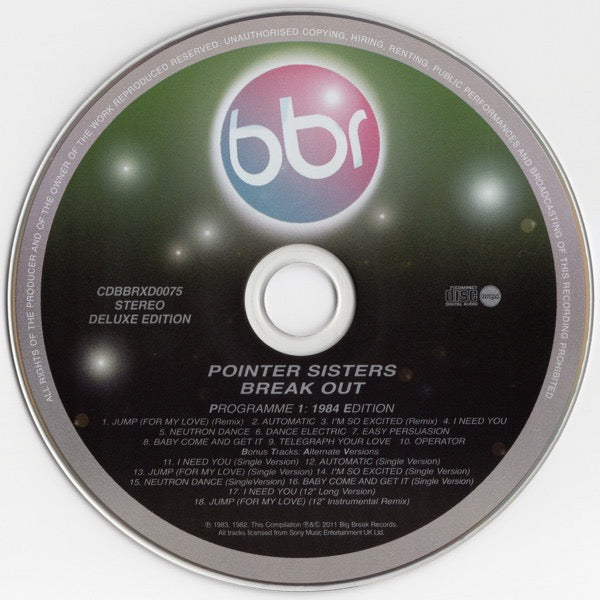 Image of Label Cover of 2xCD - VG+/VG+ - POINTER SISTERS, Break Out (Big Break Records; CDBBRXD0075, UK , Double Digipak, Booklet), ,  - 3616013C