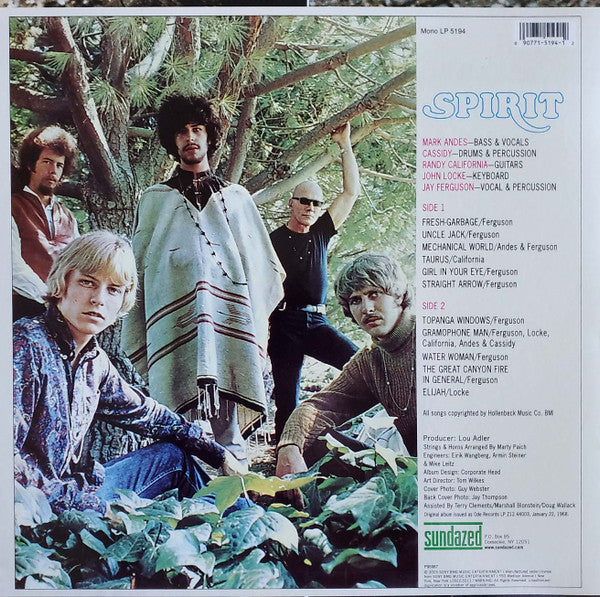 Image of Back Cover of LP - EX/EX - SPIRIT, Spirit (Sundazed Music; LP 5194, US 2010 Reissue, Mono - 180 g Vinyl), Still In Opened Shrinkwrap With Hype Sticker,  - 3626089E