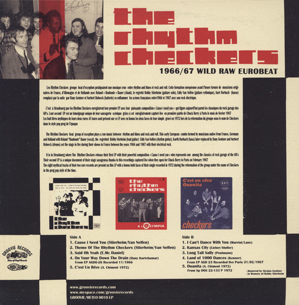Image of Back Cover of LP - VG+/VG+ - THE RHYTHM CHECKERS, 1966 / 67 Wild Raw Eurobeat (Groovie Records; GROO/METEO 0010 LP, Portugal 2008, Insert), ,  - 3626039E