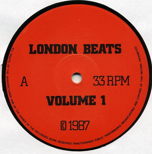 Image of Front Cover of 12" - /VG - VARIOUS, London Beats - Volume 1 (London Beats; MJ - 001, UK 1987), Light marks only, Classic rare Cut-Up/DJ bootleg 12'. The A side contains portions of.Sweet Charles - soul man.James brown & The JB's - More Peas.James brown & The JB's - You can have watergate.Headhunters - If You've Got it, You'll Get it.The Equals - funky like a train.Bar kays - Holy ghost.Donald Byrd - DominoesFun boy three - Faith hope & charity.Blackbryrds - rock creek park.Full force - Al