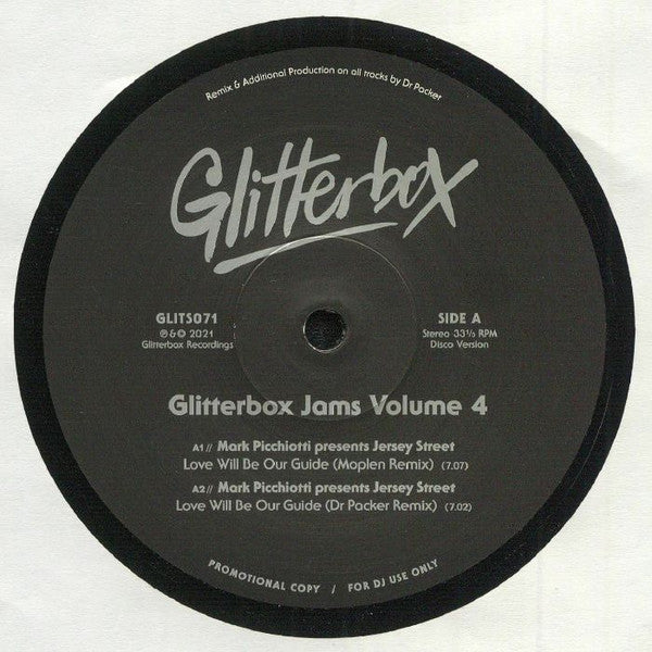 Image of Front Cover of 12" - VG+/VG+ - VARIOUS, Glitterbox Jams Volume 4 (Glitterbox; GLITS071, UK 2021, Company Sleeve), , A1 Mark Picchiotti Presents Jersey Street  	Love Will Be Our Guide (Moplen Extended Remix)A2 Mark Picchiotti Presents Jersey Street  	Love Will Be Our Guide (Dr Packer Remix)AA1	Marco Faraone & Greeko  	Armaghetton (Aeroplane Remix)AA2 Flush   Come Back Baby - 3626012E