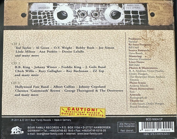 Image of Back Cover of 3xCD - VG+/VG+ - VARIOUS, Plug It In! Turn It Up! (Electric Blues - The Definitive Collection! Part 4: 1970-2005) (Bear Family Records; BCD 16924 CP, Germany 2011), ,  - 3656000S