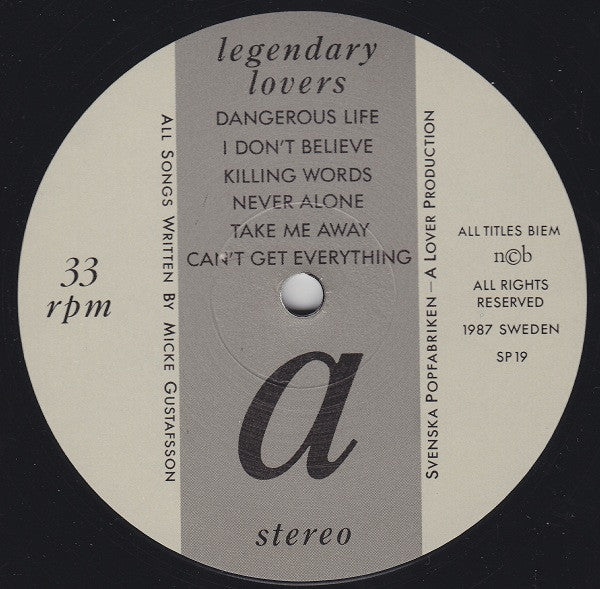 Image of Label Cover of LP - VG/VG+ - LEGENDARY LOVERS, A Dent In The Bigtime (Svenska Pop Fabriken; SP19, Sweden 1987, Red Sleeve), ,  - 3626090E