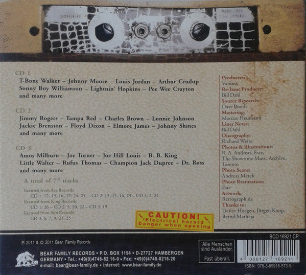 Image of Back Cover of 3xCD - VG+/VG+ - VARIOUS, Plug It In! Turn It Up! (Electric Blues The Definitive Collection! Part 1 1939-1954) (Bear Family Records; BCD 16921 CP, Germany 2012), ,  - 3656003S