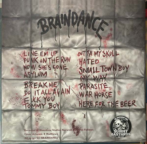 Image of Back Cover of LP - EX/VG+ - BRAINDANCE, Asylum (Sunny Bastards ; none, Europe 2024, Textured Sleeve, Insert, Blue And White Vinyl), Strong VG+,  - 3526366E