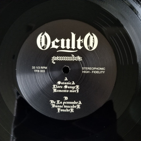 Image of Label Cover of LP - VG+/EX - OCULTO, Penumbra (Things From Beyond ; TFB 003, North America (inc Mexico) 2022 Reissue, Insert, Poster, 2 Stickers, Limited Edition of 200, Alternative Sleeve), Stickered Plastic Outer Sleeve,  - 3526365E