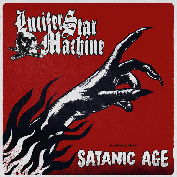 Image of Front Cover of LP - EX/EX - LUCIFER STAR MACHINE, Satanic Age (The Sign Records ; SQR051LP, Sweden 2023, Insert, Half Gold / Half Black Vinyl, Limited Edition of 500), Stickered Plastic Outer Sleeve,  - 3526364E