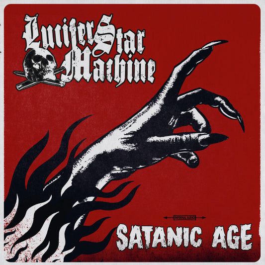 Image of Front Cover of LP - EX/EX - LUCIFER STAR MACHINE, Satanic Age (The Sign Records ; SQR051LP, Sweden 2023, Insert, Half Gold / Half Black Vinyl, Limited Edition of 500), Stickered Plastic Outer Sleeve,  - 3526364E