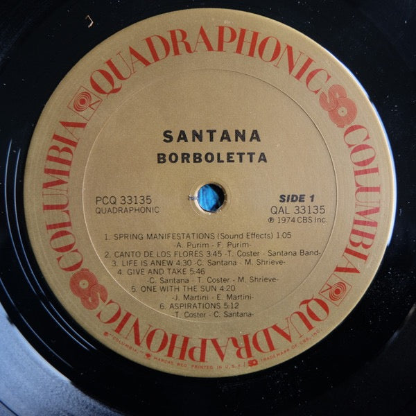 Image of Label Cover of LP - VG/VG - SANTANA, Borboletta (Columbia; PCQ 33135, US 1974, Metallic Sleeve, Inner, Quadraphonic), ,  - 3616084C