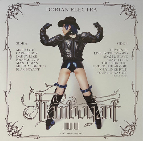 Image of Back Cover of LP - EX/VG+ - DORIAN ELECTRA, Flamboyant (; none, US 2021 Reissue, Insert, Transparent Blue Vinyl, Unsigned), Strong VG+,  - 3526360E