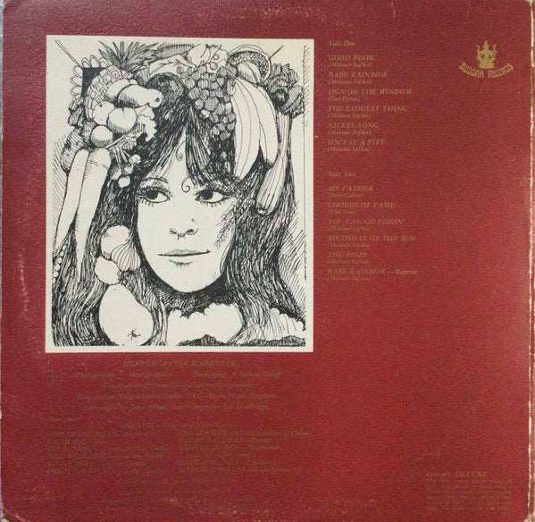 Image of Back Cover of LP - VG/VG - MELANIE, The Good Book (Buddah Records; 2322 001, UK 1971, Gatefold Sleeve With Attached Booklet), Light marks only, Book sleeve intact, Ring wear and sticker damage to rear. ,  - 3616086C