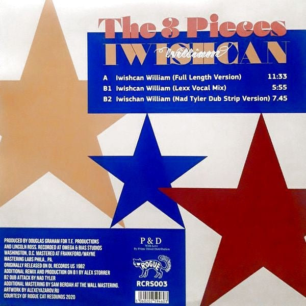 Image of Back Cover of 12" - G+/VG - THE 3 PIECES, Iwishcan William (Rogue Cat Resounds; RCRS003, UK 2020, Picture Sleeve, RSD 2020 issue), Sleeve split at spine and on top.,  - 3616132C