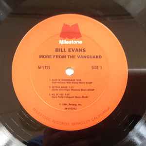 Image of Label Cover of LP - VG/VG - BILL EVANS, More From The Vanguard (Milestone; M-9125, US 1984), Strong VG - light marks, edge wear,  - 3646026S