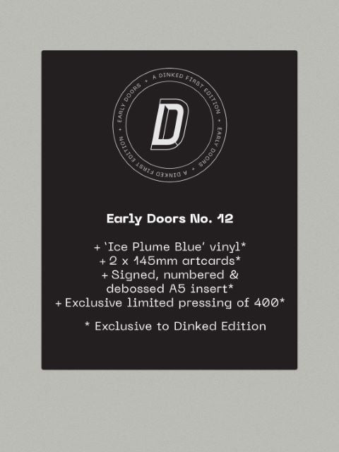 Image of Label Cover of 12" EP - NEW/NEW - POST COMMON, Post Common - Dinked Edition (Brace Yourself; NERD12, UK 2026, Signed, Numbered and Debossed A5 Insert, Dinked Early Doors No.12, Ice Plume Blue Vinyl, Exclusive Limited Pressing of 400, 2 x 145mm Art Cards), ,  Post Common truly came to life in the practice room - while there was no identikit, hardened decision as to what the band should sound like, they quickly found a unique, intensely physical sound that’s best experienced in a small room surrounde