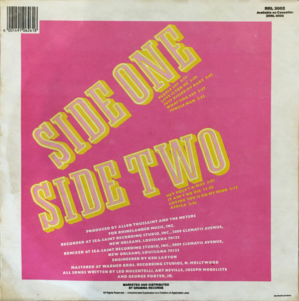 Image of Back Cover of LP - VG/VG - THE METERS, Rejuvenation (Reprise Records; RRL 3002, Zimbabwe ), ,  - 3626119E