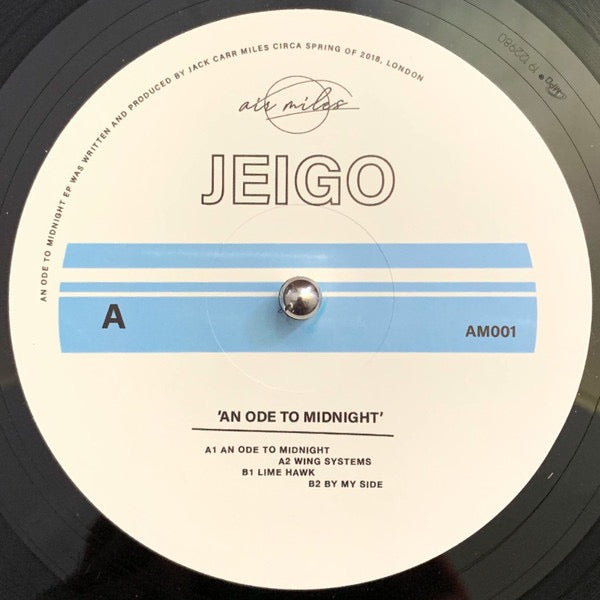 Image of Front Cover of 12" EP - /VG - JEIGO, An Ode To Midnight (air miles; AM001, UK 2019), Light marks and hairlines on disc, some surface noise.,  - 3616133C