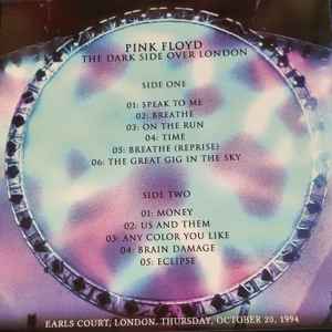 Image of Back Cover of LP - VG+/VG+ - PINK FLOYD, The Dark Side Over London (Not On Label; PF-EC-94, UK 2000s, Khaki Green Marble Vinyl, Recorded at Earl's Court, London, October 20th 1994), ,  - 3646072S