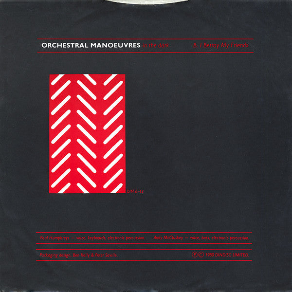 Image of Back Cover of 12" - VG/VG - ORCHESTRAL MANOEUVRES IN THE DARK, Red Frame/White Light (Dindisc Grey Labels; DIN 6-12, UK 1980, Picture Sleeve), Sleeve intact but well worn.,  - 3616072C