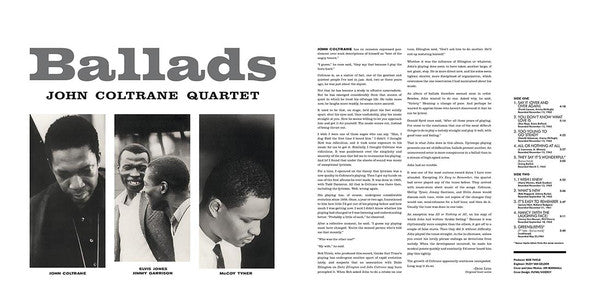 Image of Label Cover of LP - VG+/VG+ - JOHN COLTRANE QUARTET, Ballads (DOL; DOL854HG, Europe 2017 Reissue, Gatefold, 180 Gram Vinyl), ,  - 3646083S