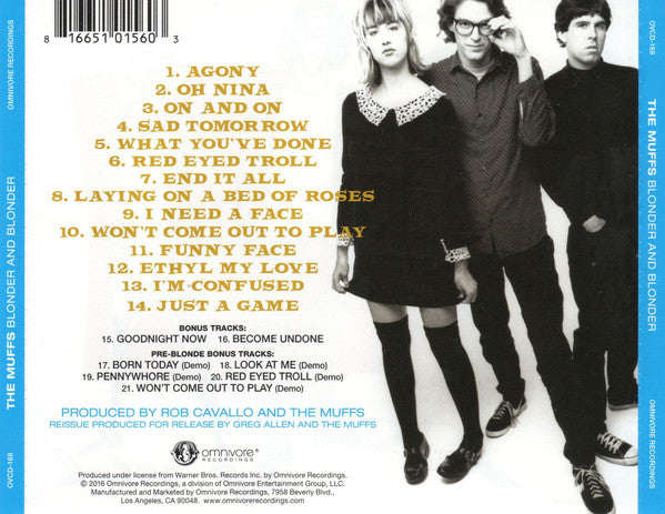 Image of Back Cover of CD - VG+/VG+ - THE MUFFS, Blonder And Blonder (Omnivore Recordings; OVCD-168, US 2016 Reissue, Jewel Case), ,  - 3616073C