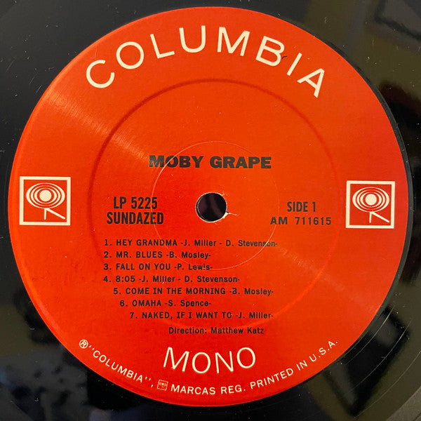 Image of Label Cover of LP - VG+/EX - MOBY GRAPE, Moby Grape (Sundazed ; LP 5225, US 2007 Reissue, Mono), Slight Corner Bumps,  - 3526343E