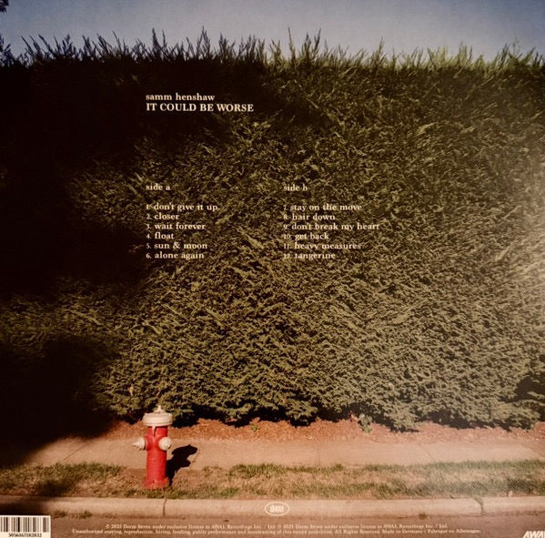 Image of Back Cover of LP - VG+/VG+ - SAMM HENSHAW, It Could Be Worse (Dorm Seven; SAMMH02LP, UK 2025, Insert, Dark Green Vinyl), Vinyl has some light marks from paper inner.,  - 3616150C