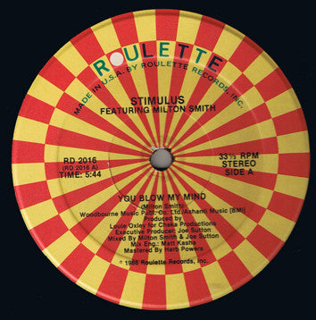 Image of Front Cover of 12" - /VG - STIMULUS FEATURING MILTON SMITH, You Blow My Mind (Roulette; RD 2016, US 1986), Light marks only,  - 3646093S