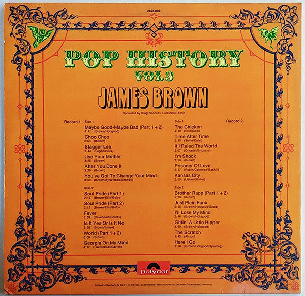 Image of Back Cover of 2xLP - VG/VG - JAMES BROWN, Pop History Vol 3 (Polydor Red Label; 2625 009, Germany 1971, Gatefold), ,  - 3626171E