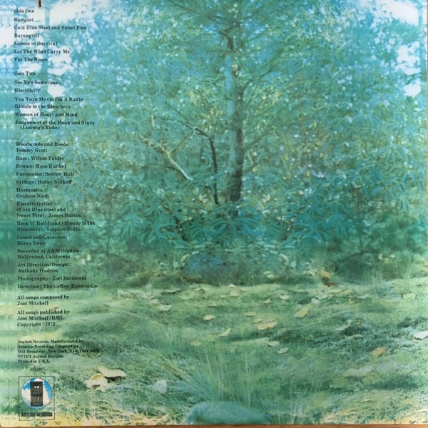 Image of Back Cover of LP - G+/VG+ - JONI MITCHELL, For The Roses (Asylum Records; SD 5057, US 1982 Reissue, Double Gatefold), Wear/Water damage to rear sleeve,  - 3616093C