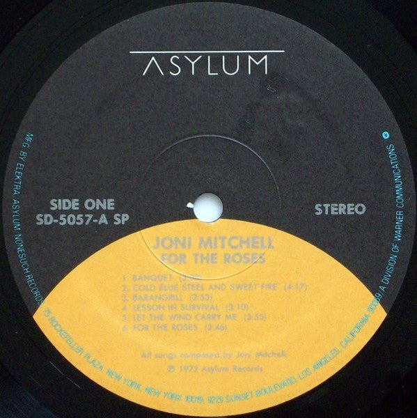 Image of Label Cover of LP - G+/VG+ - JONI MITCHELL, For The Roses (Asylum Records; SD 5057, US 1982 Reissue, Double Gatefold), Wear/Water damage to rear sleeve,  - 3616093C