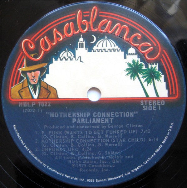 Image of Label Cover of LP - VG/VG - PARLIAMENT, Mothership Connection (Casablanca; NBLP 7022, US 1975, Terre Haute pressing), A few light hairlines. WOL. Sleeve has edgewear and creases.,  - 3626177E