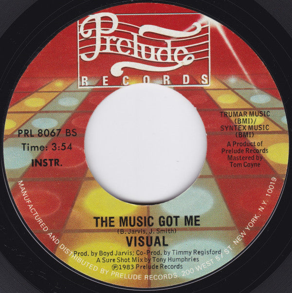 Image of Back Cover of 7" - /VG+ - VISUAL, The Music Got Me (Prelude Records ; PRL 8067, US 1983), ,  - 3626066E
