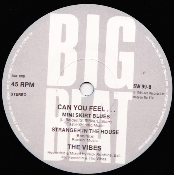 Image of Label Cover of 7" - VG/VG - THE VIBES, Can You Feel (Big Beat Records Grey Labels; SW 99, UK 1984, Picture Sleeve), ,  - 3616078C