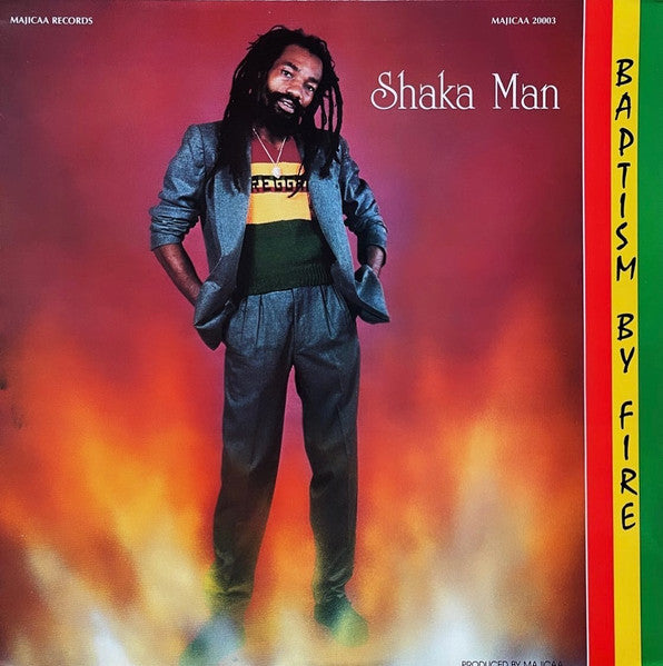 Image of Front Cover of LP - VG/EX - SHAKA MAN, Baptism By Fire (Majicaa Records; 20003, US 1987), Looks unplayed. Storage wear / creases on sleeve.,  - 3646148S
