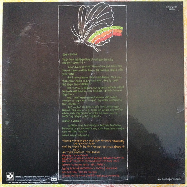 Image of Back Cover of LP - VG+/EX - MATUMBI, Seven Seals (Harvest; ST-6458, Canada 1978, Inner), Punch hole on top right corner.,  - 3646185S