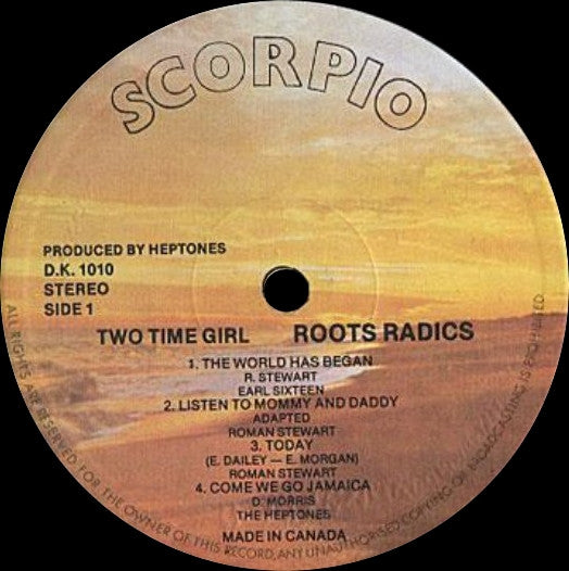 Image of Label Cover of LP - M/M - VARIOUS ARTISTS (THE ROOTS RADICS), Two Time Girl (Scorpio; D.K. 1010, Canada 1984), Sealed!,  - 3646186S