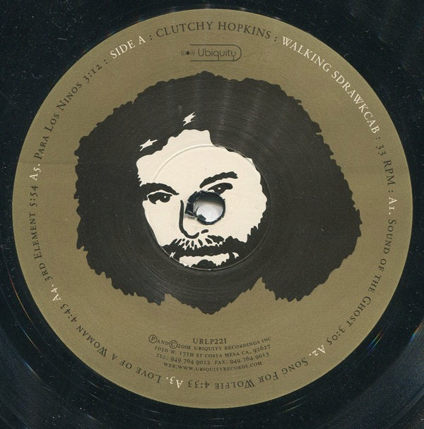 Image of Label Cover of LP - NEW/NEW - CLUTCHY HOPKINS, Walking Sdrawkcab (Ubiquity; URLP221, US 2008), , A wonderfully strange trip through dusty beats, warped samples and instrumental hip hop. *Walking Sdrawkcab* moves between funk, jazz and psychedelic grooves with Clutchy Hopkins  signature left-field touch. Weird, playful and seriously addictive. - 3600032E