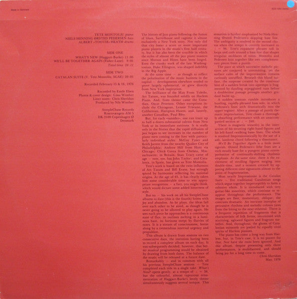 Image of Back Cover of LP - VG/VG+ - TETE MONTOLIU TRIO, T te   Tete (SteepleChase; SCS-1054, Denmark 1976, Company Inner), ,  - 3626187E