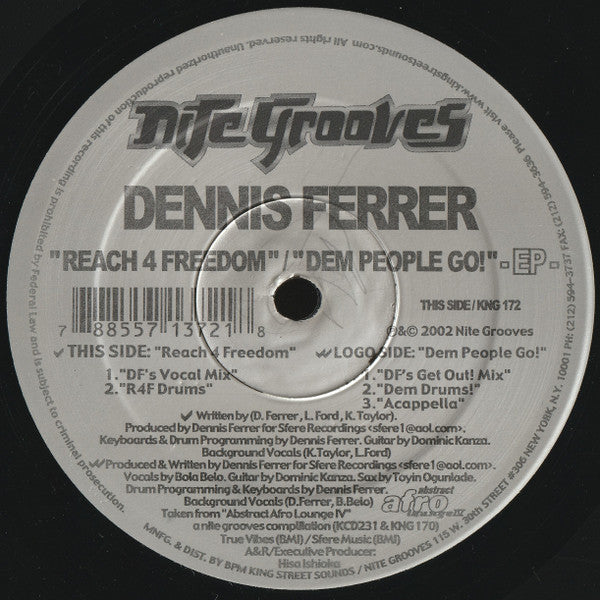 Image of Front Cover of 12" - /VG+ - DENNIS FERRER, Reach 4 Freedom (Nite Grooves; KNG 172, US 2002, Plain Sleeve), ,  - 3626228E