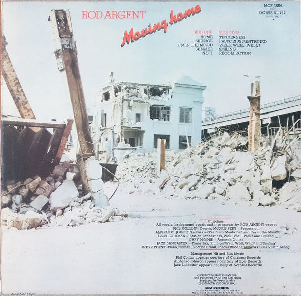 Image of Back Cover of LP - VG/VG - ROD ARGENT, Moving Home (MCA Records; MCF 2854, UK 1978, Laminated Sleeve, Inner), ,  - 3616100C
