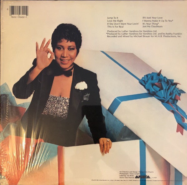 Image of Back Cover of LP - VG/VG - ARETHA FRANKLIN, Jump To It (Arista; AL 9602, US 1982, Inner), Strong VG throughout. Sleeve in partially torn shrink.,  - 3616218C